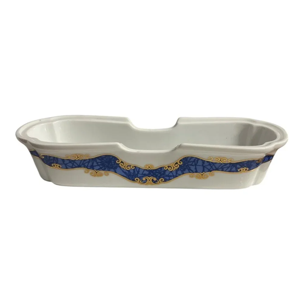 Vintage My Life Azabu Tatsumi Japanese Porcelain Chopstick / Utensil Rest Blue G